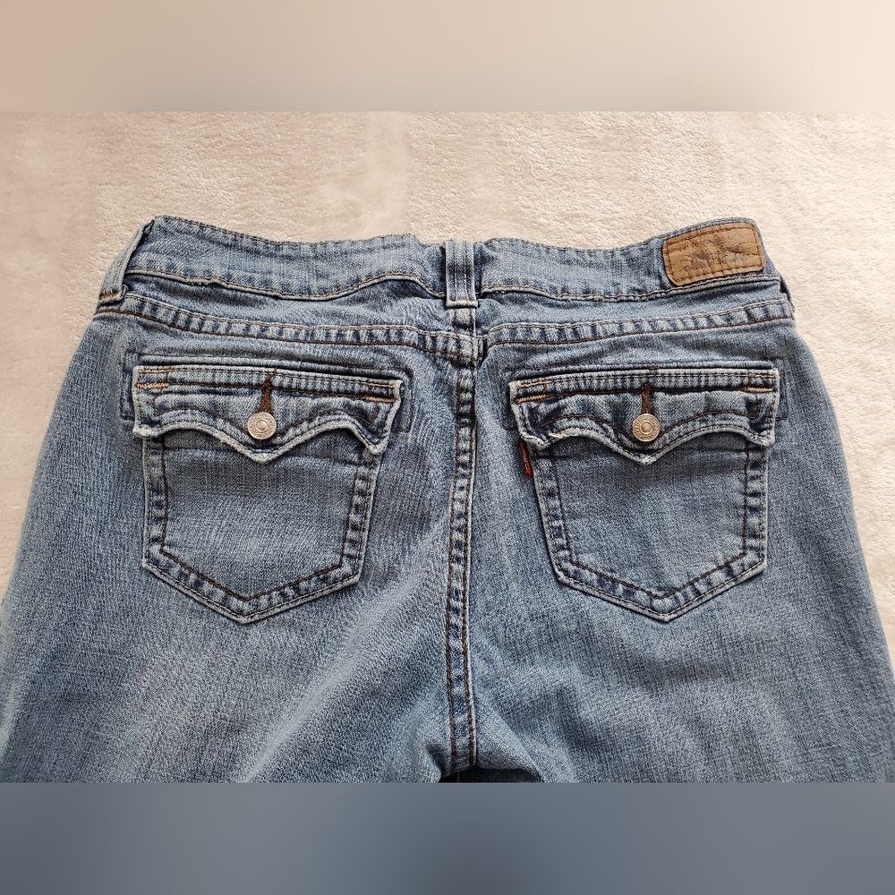 Levis 542 Flare Jeans Womens 16 W Blue Denim Flap Pocket - Picture 10 of 15